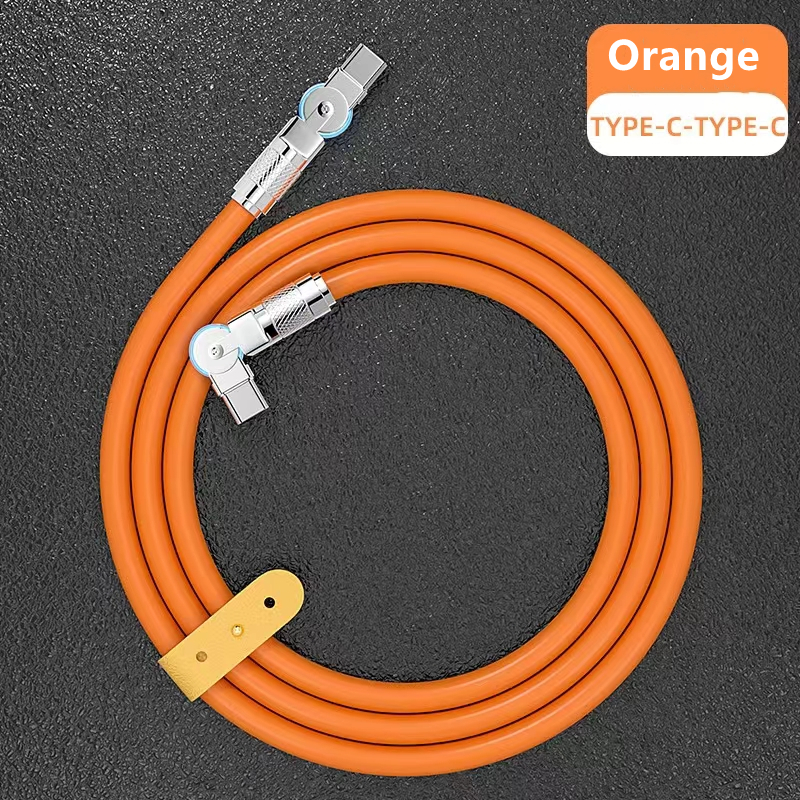 120W 6A SUPER FAST LADDA KABEL 180 ° Rotation PD Typ C Liquid Silicone Cable Snabbladdningsladd USB C till C -laddningskabeln för Samsung S24 S23 Huawei Xiaomi