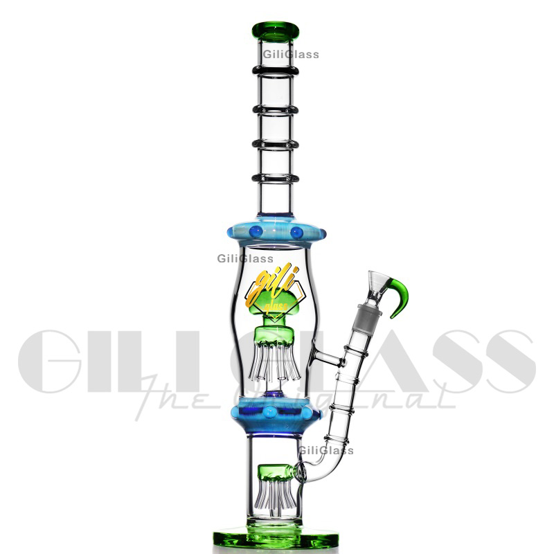19 inches big Glass Bongs hookah Bubbler Pipe Double Matrix Percolator Bong Ice catcher Water Pipes Diffuser Perc Dab Rigs Heavy Oil Rig with quartz nail