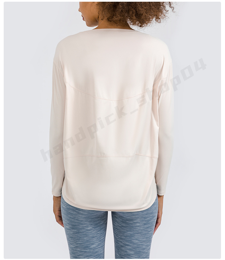 Lu Dames Tops met lange mouwen Ronde hals Sportshirt Zacht Comfortabel Yoga Tops Modieus Losse tops Atletisch Hardlopen Workout Ademende kleding Dagelijks gebruik A-111