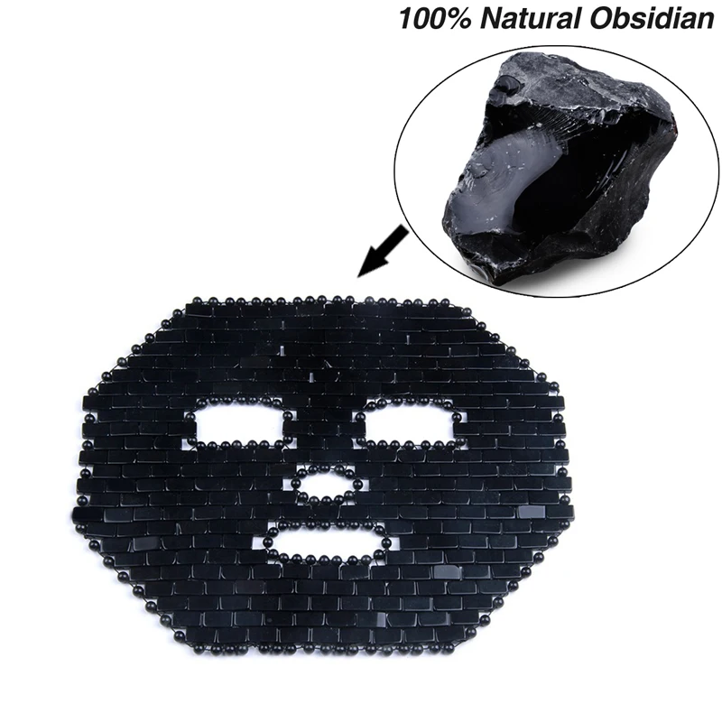 Tool Black Obsidian Cooling Face Mask Natural Jade Eye Mask Cold Therapy Eye Massager Sleeping Masks Stone Facial Massager