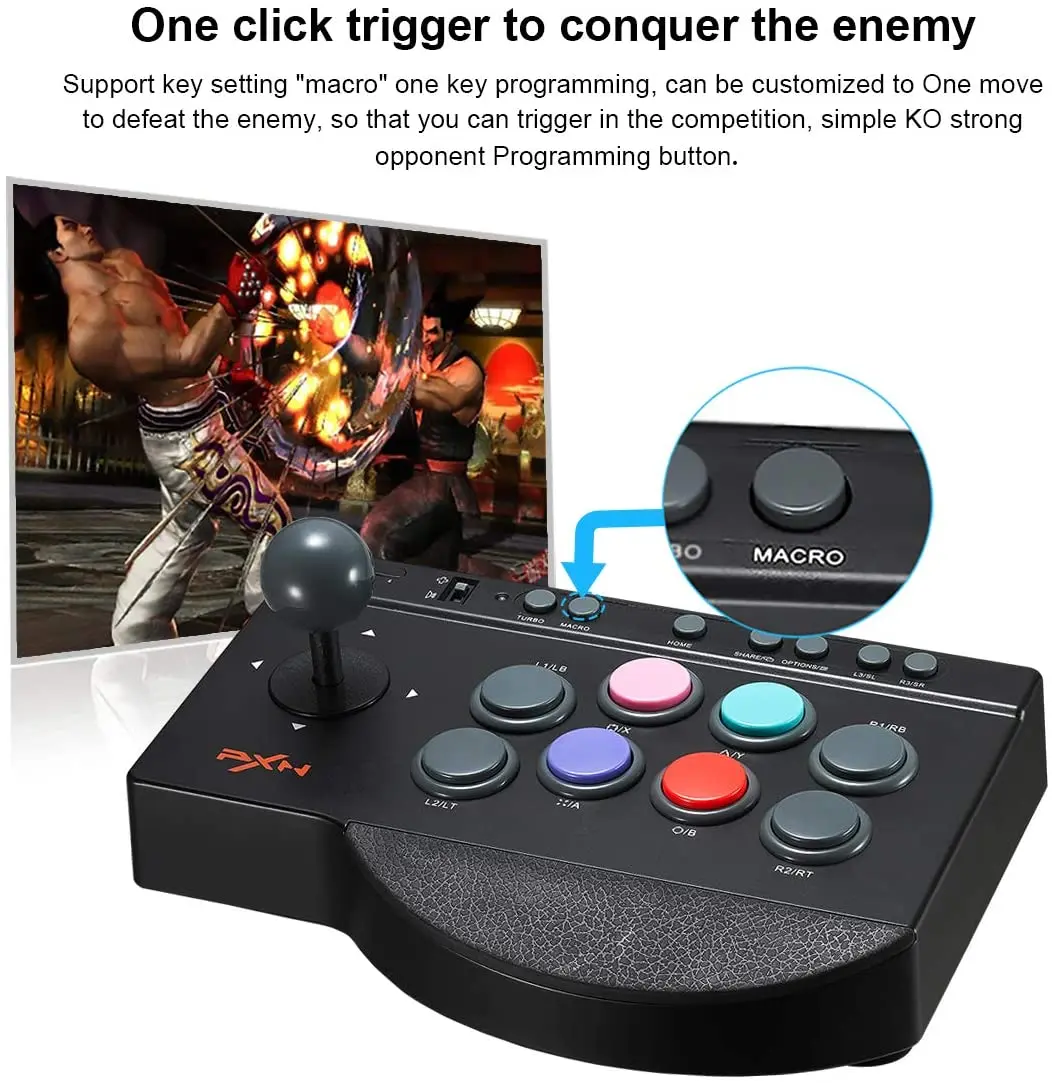 Handskar PXN Fighting Joystick PC Street Fighter Controller Arcade Game Fight Stick för PS4/PS3/Xbox One/Nintendo Switch King of Fighters