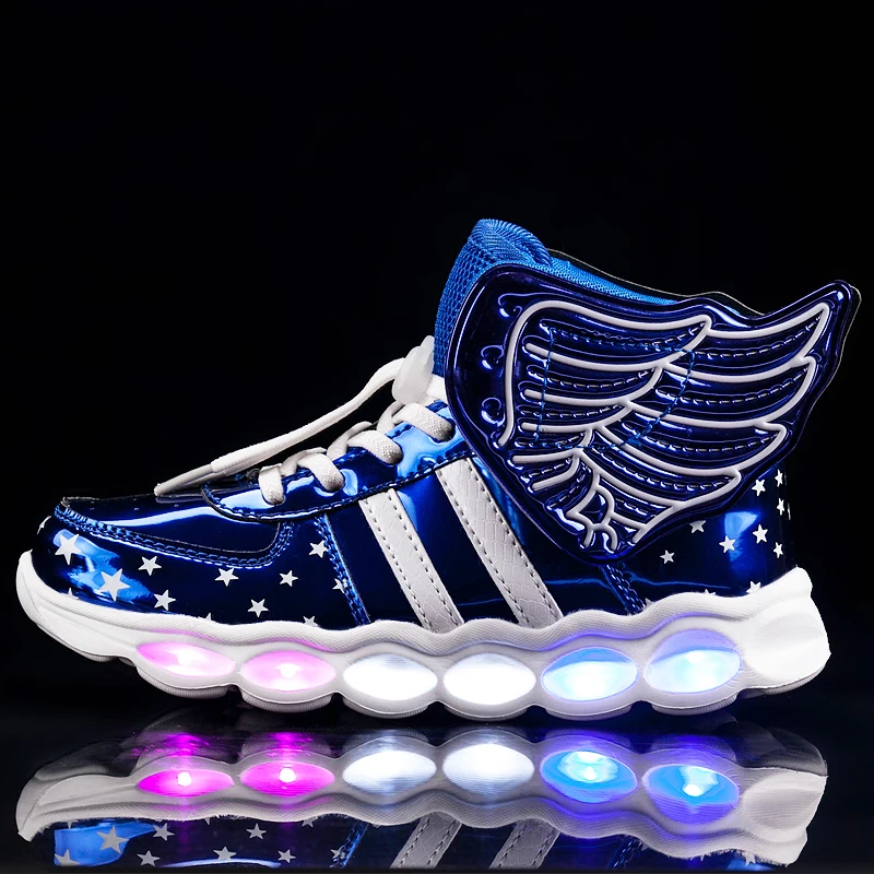 Scarpe da ginnastica Nuove scarpe casual con ali d'angelo con USB Led Neonate Ragazzi Illuminano scarpe da ginnastica luminose Illuminazione illuminata illuminata