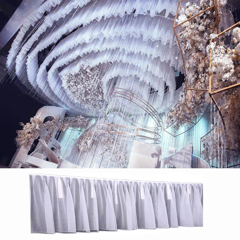 Pannelli di drappeggio del soffitto del tutù bianco Decorazione del baldacchino di nozze Mariage Lungo garza trasparente Drappeggio del soffitto Decorazione della sala cerimonia