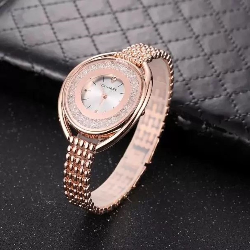 Cagarny Quartz Watch for Women Top Fashion Womens Wrist Watches Female Clock Silver Bracelet Crystal Wristwatches206W