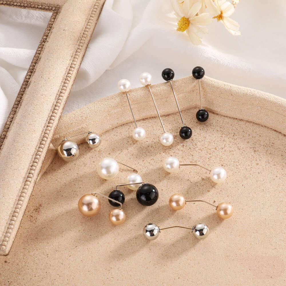 New Korean Version High-end Pearl Anti Glare Brooch, Women's Clothing Shirt, Collar Pin, Waist Clip, Straight Pin