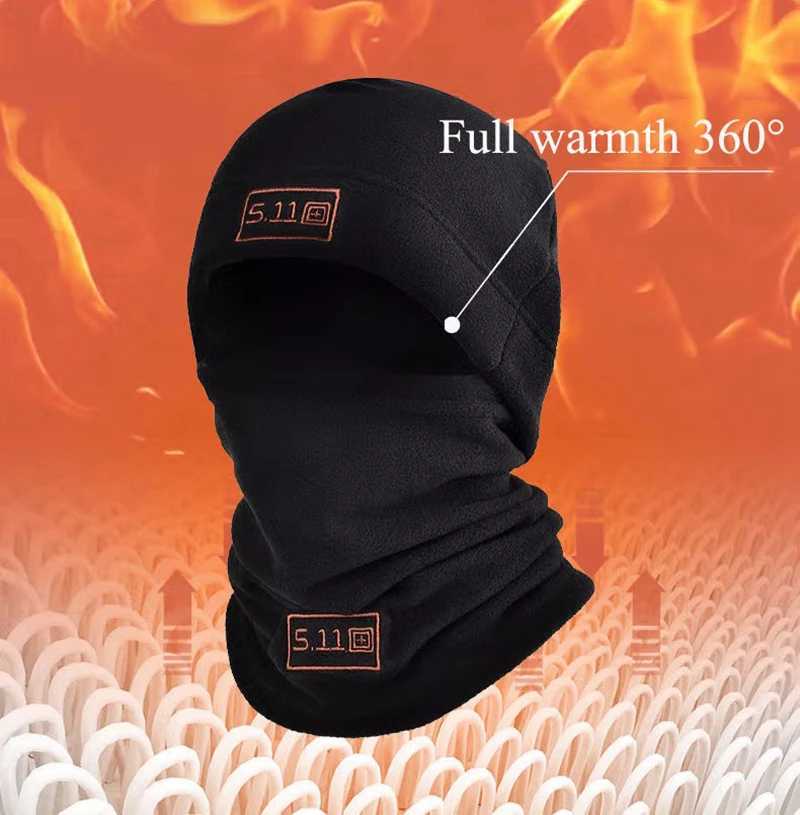 Cagoule tactique d'hiver en polaire, ensemble chapeau et écharpe, cagoule chaude tactique, couvre-tête thermique, masque facial, cache-cou, Sport, cyclisme, Ski, écharpe HatL2402