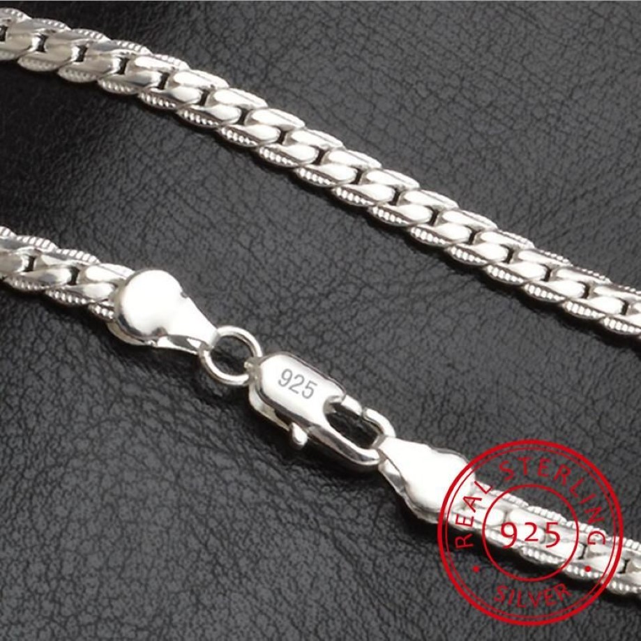 Halsband 5mm 50 cm män smycken hela nytt mode 925 Sterling Silver Big Long Wide Tendy Male Full Side Chain for Pendant277C