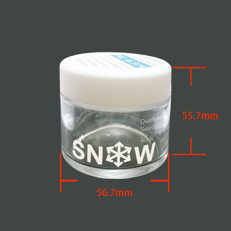 Lege 3,5 g 0,123 oz 3D-print SNEEUW Diamant doordrenkt Selecteer bloem glazen pot Preroll buispakketten Snoeppot