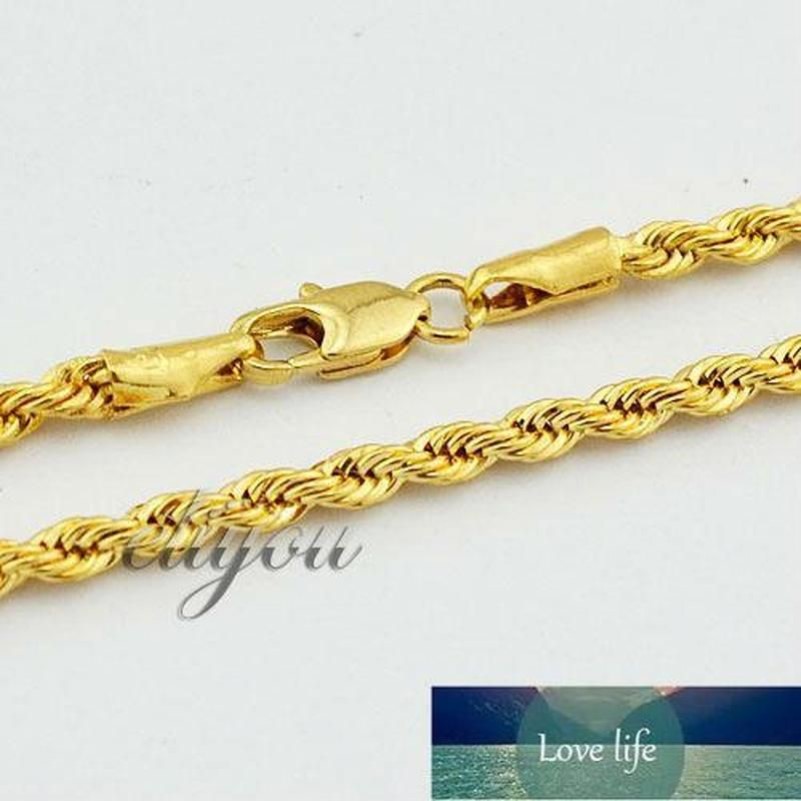 Nuovi gioielli di moda 4mm Uomo Donna Collana in oro giallo 18 carati Collana con corda e catena Gioielli in oro DJN86 Esperto di fabbrica d308O