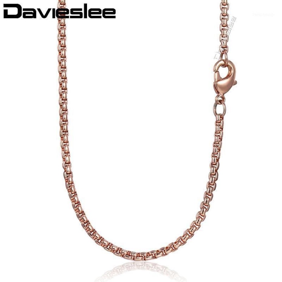 Ketten Davieslee Kette Halskette für Damen Herren Edelstahl Roségold Farbe Box Damen Ganze 18-28 Zoll LKN5551237R