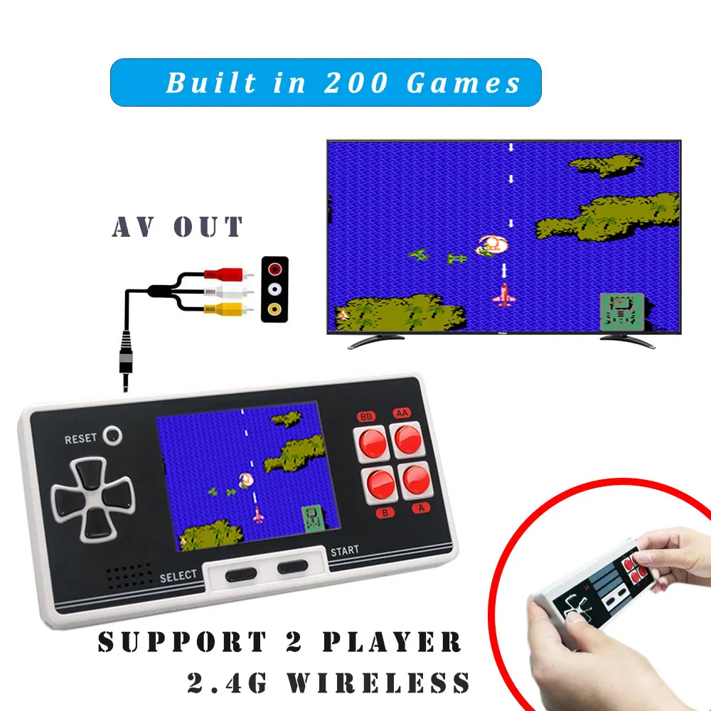 Oyuncular Video Oyunu Konsolu 8 Bit Taşınabilir Oyun Consola 200 Retro Classic Oyunlar 2.8 İnç El Taşınağı Oyuncusu