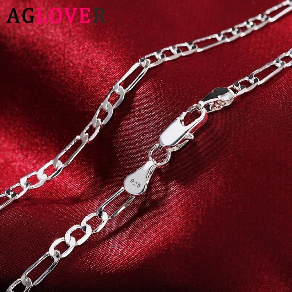 Kedjor Aglover 925 Sterling Silver 16 18 20 22 24 26 28 30 Inch 4mm Link Necklace For Woman Man Fashion Wedding Jewelry Gift309z