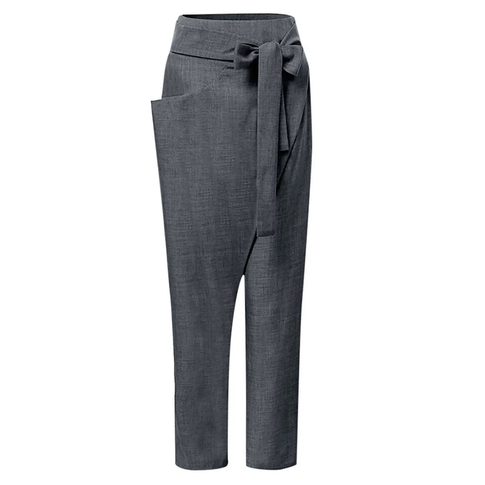 Damen-Jeans, Damen-Haremshose, modisch, lässig, asymmetrisch, locker, hohe Taille, einfarbig, einseitige Taschenhose, Übergröße, Hose L2403