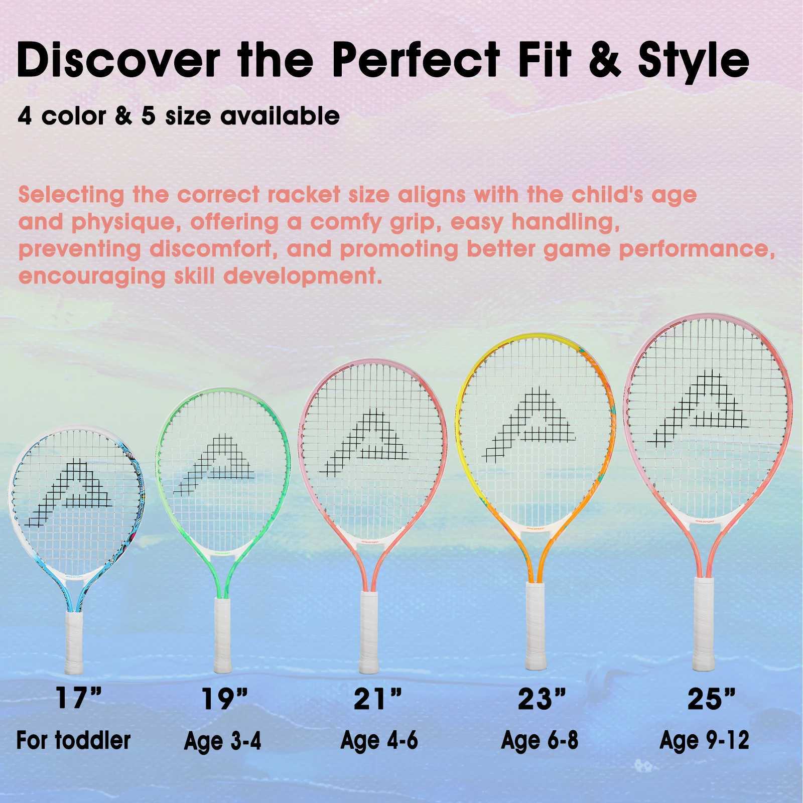 Raquettes de tennis AMASPORT Raquette de Tennis Premium pour Enfants 17-25 légère et Durable pour Les débutants âgés de 2 à 12 Ans RacketsL2402