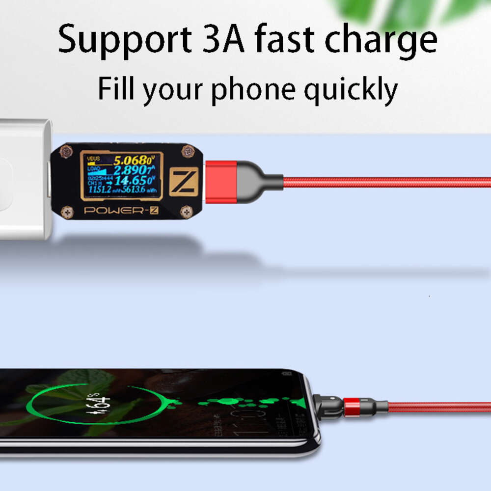 Communications Mobile Game Charging Cable, 2 meter lång, 3 typer av pluggar, 180 graders rotation, ingen blockering när du spelar spel