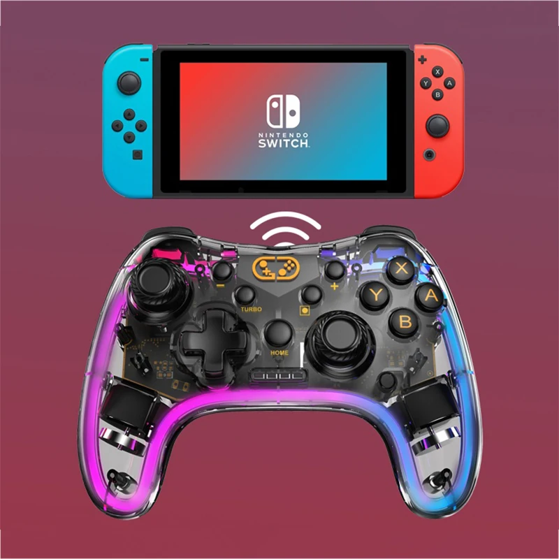 Gamepads för Nintendo Switch /Pro Controller Gaming Handle Neon Colorful Light Joystick JoyPad Wireless Gamepad med RGB LED