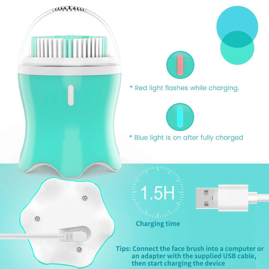 Massager Electric Facial Cleansing Brush Sonic Vibration Deep Pore Cleaning Silicone Facial Cleansing Brush Facial Massager Skin Cleaner