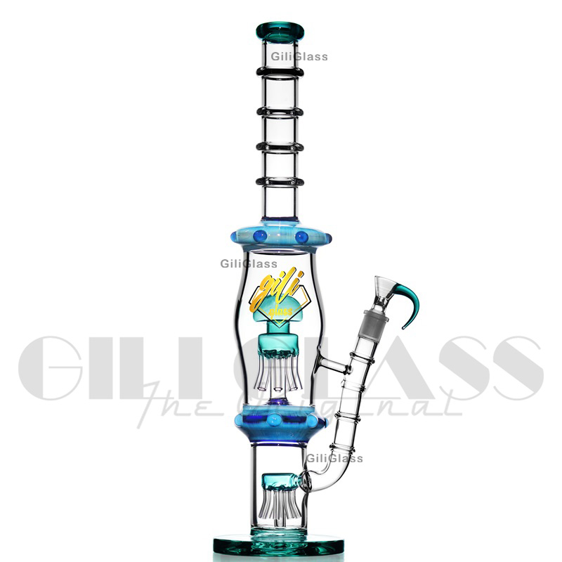 19 inches big Glass Bongs hookah Bubbler Pipe Double Matrix Percolator Bong Ice catcher Water Pipes Diffuser Perc Dab Rigs Heavy Oil Rig with quartz nail