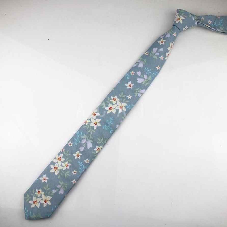 2020 nova marca chegou flor gravata de algodão para homem 6cm margarida folhas impresso colorido cravate estreito grosso neckties189u