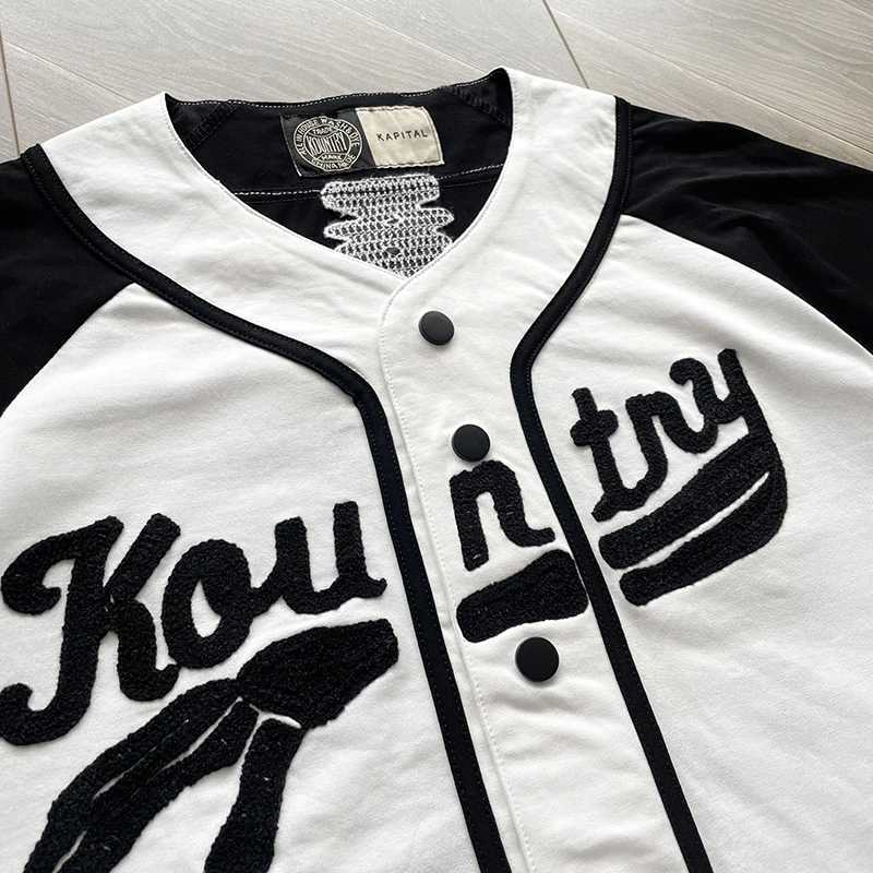 T-shirty męskie Kapital Kountry Hirata i Hirohi Casual Bone Hafted Letter-Loose Baseball Lining J240228