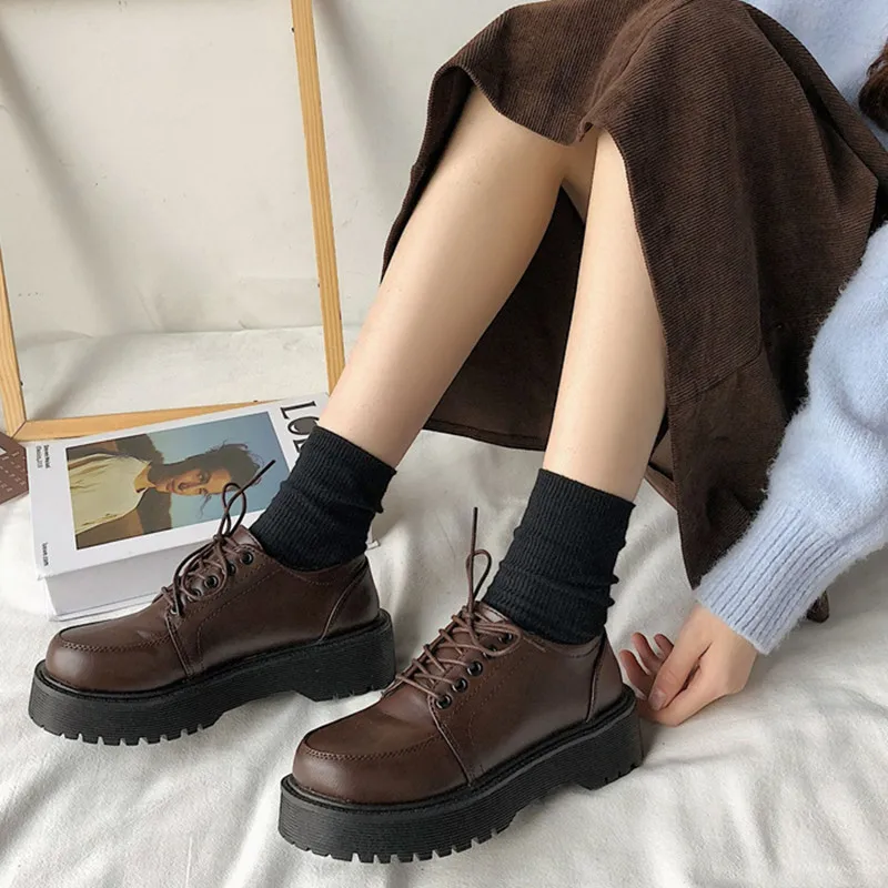 Schuhe Plateauschuhe Schuluniform Schuhe JK Student Schuhe Mädchen Frauen Lolita Schuhe Mädchen Runde Zehen Lolita Mary Janes Vintage Oxford