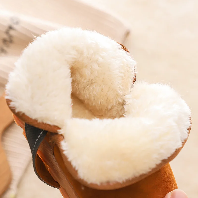 Inverno ao ar livre novo grosso quente de pelúcia crianças botas meninos meninas macio antiderrapante sola de borracha longa pelúcia crianças sapatos neve botas de bebê