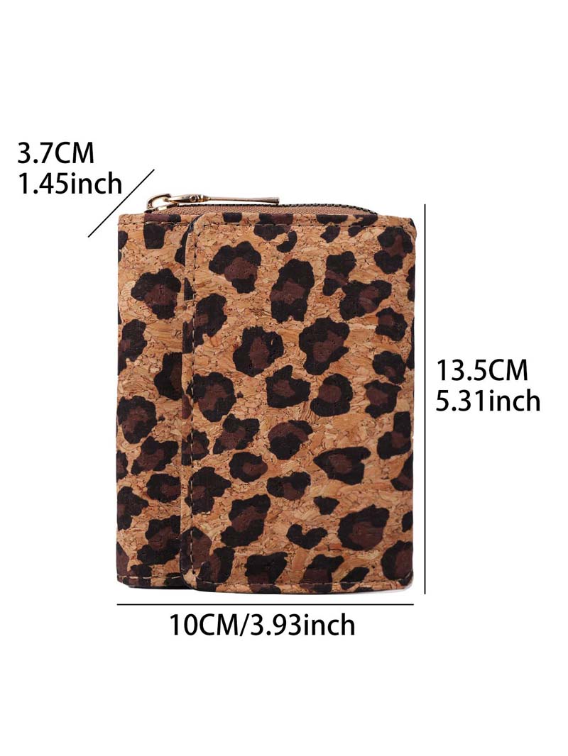 5 stuks kaarthouders dames heren unisex kurkleer bloem luipaardprint 3 opvouwbaar multifunctioneel portable korte portemonnee mix kleur