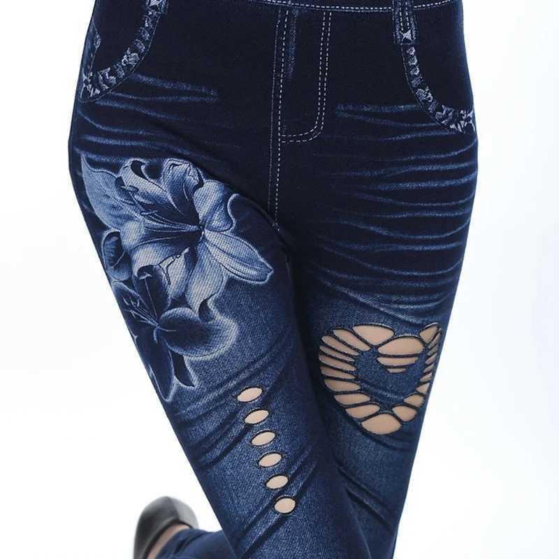 Damesbroeken Capri Hot Sexy Dames Jean Skinny Jeggings Broek hoge taille leggings vrouwelijke print enkellange Slanke Legging Fitness Plus Size