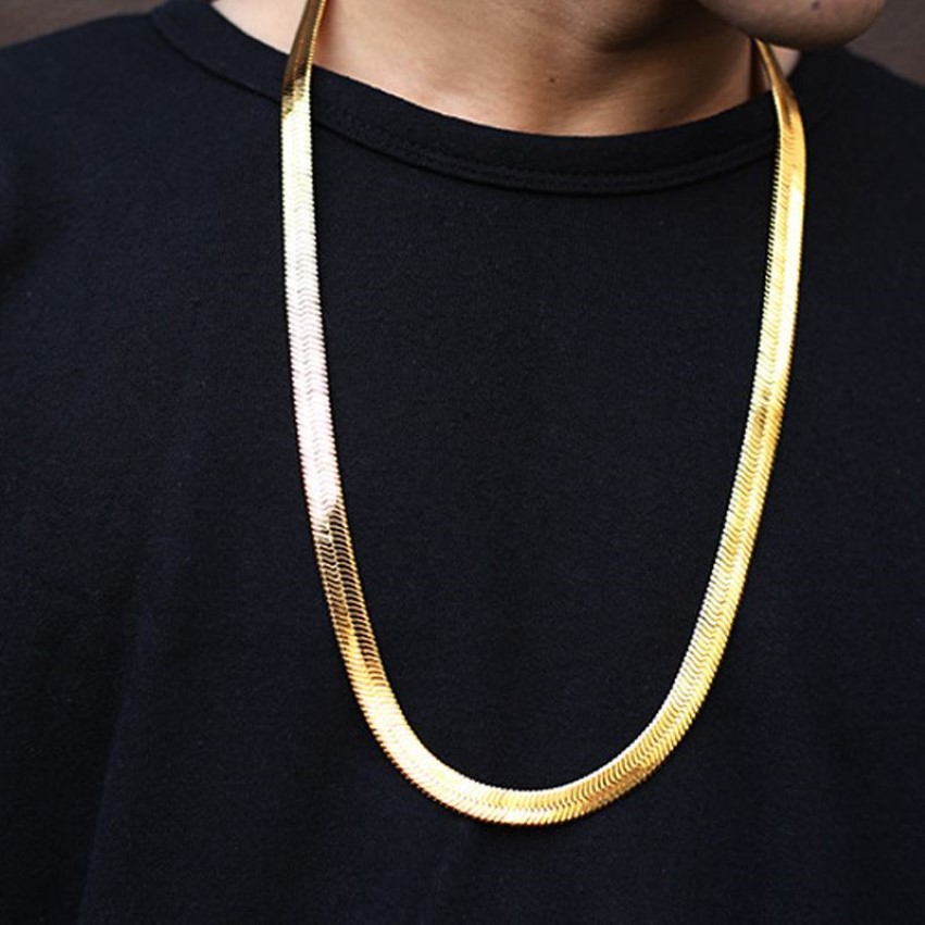 Hiphop 75 cm Herringbone Chain New Fashion Style 30in Snake Chains Gold Chains Halsband smycken för barklubb Male Female Gift247s