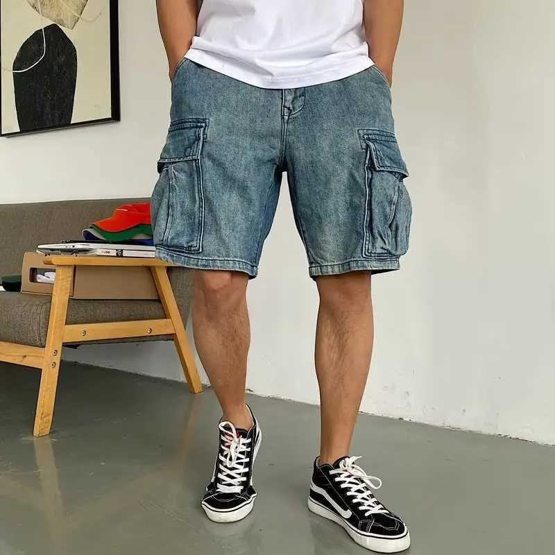 Men's Shorts Denim shorts mens summer jeans Korean fashion clothing knee length street clothing Bermuda 2023 new J240228