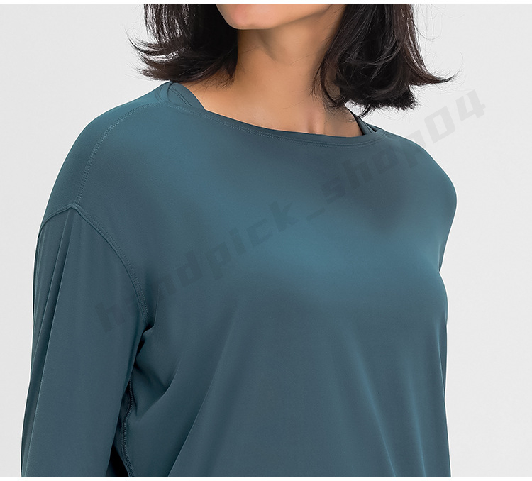 Lu Dames Tops met lange mouwen Ronde hals Sportshirt Zacht Comfortabel Yoga Tops Modieus Losse tops Atletisch Hardlopen Workout Ademende kleding Dagelijks gebruik A-111