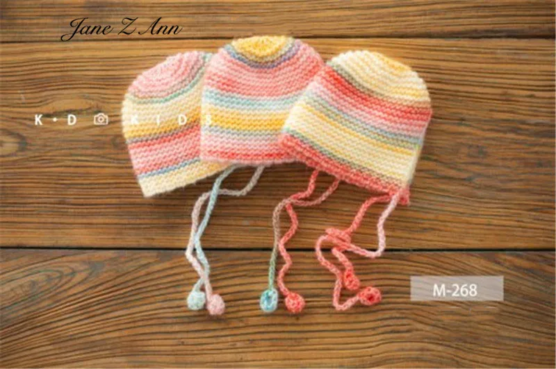 Conjuntos de sombrero degradado de lana para bebés y niños, accesorios de ropa para disparar, sombreros para recién nacidos para fotografía, regalo para baby shower, multicolores