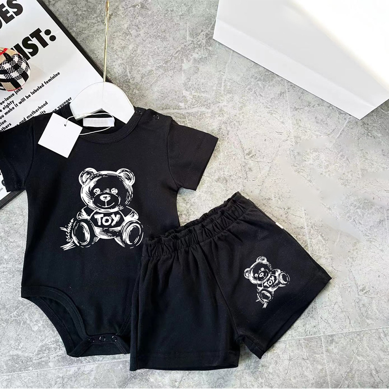 Baby Onesie Shorts garnitur bawełniany zaokrąglenia dekolt Zestaw dzieci dzieci Krótkie rękawy Letni strój kąpielowy wielofunkcyjny garnitury Tracksuit 66-100 cm