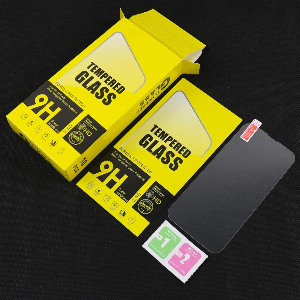 Screen Protector Protective Film for iPhone 15 14 13 12 Mini 11 Pro Max X Xs Max 8 7 6 Plus Samsung A71 A21 LG stylo 6 Aristo 5 Tempered Glass with retail box