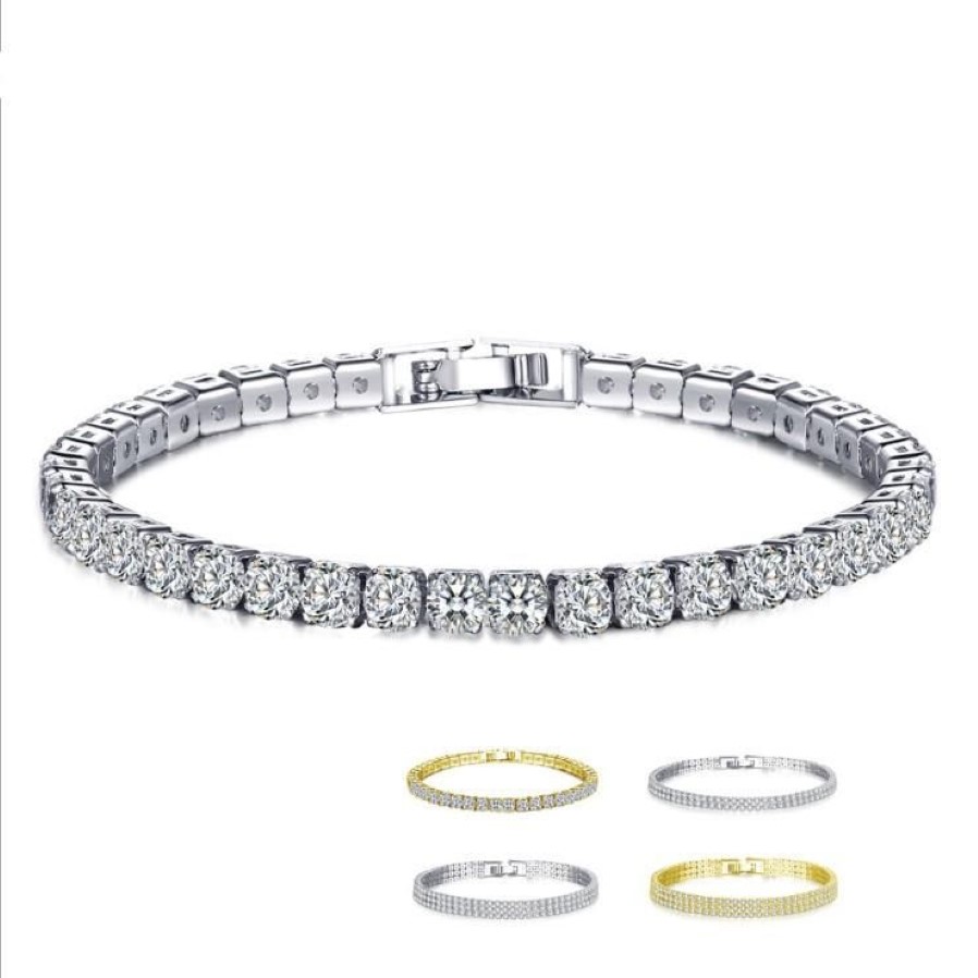 One Row Three Rows Full Of Diamond Zircon Bracelets Crystal From Swarovskis Fashion Ladies Bracelet Gifts Christmas Bangle307F