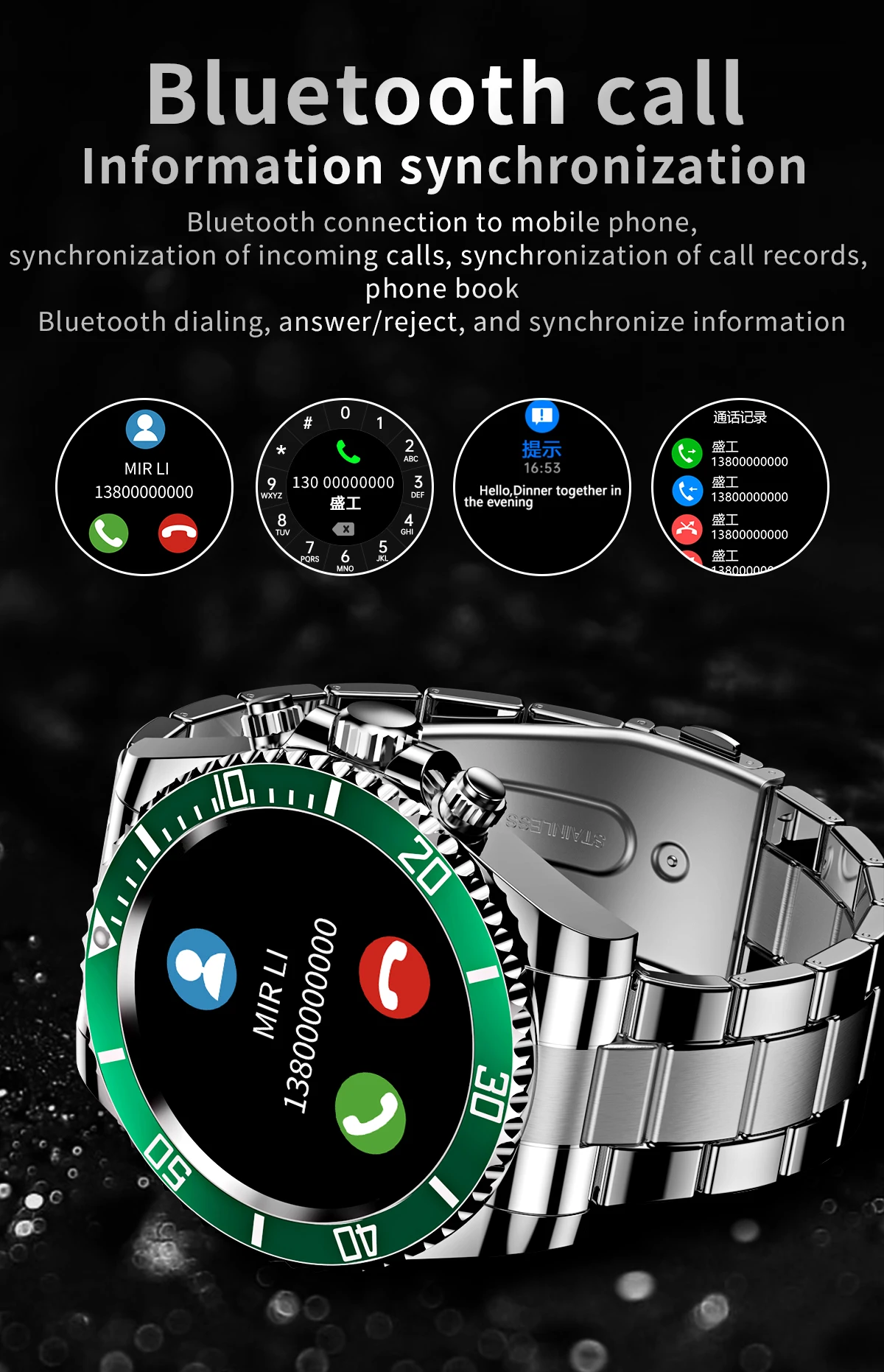 Watches Vivistar New In AW12 Luxurious Metal Smart Watches For Business Men Heart Rate Fitness Monitoring Bluetooth Calling Men'