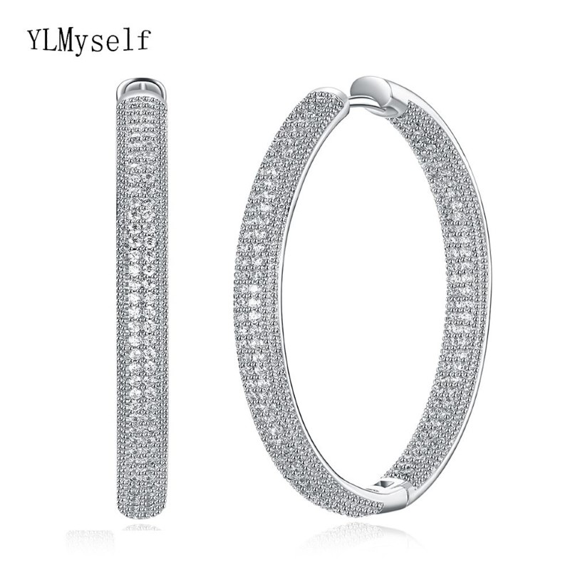 Toppkvalitet 4 cm diameter stor båge örhängen vita smycken klassiska smycken snabba kvinnor stora cirkel örhänge T190625280K