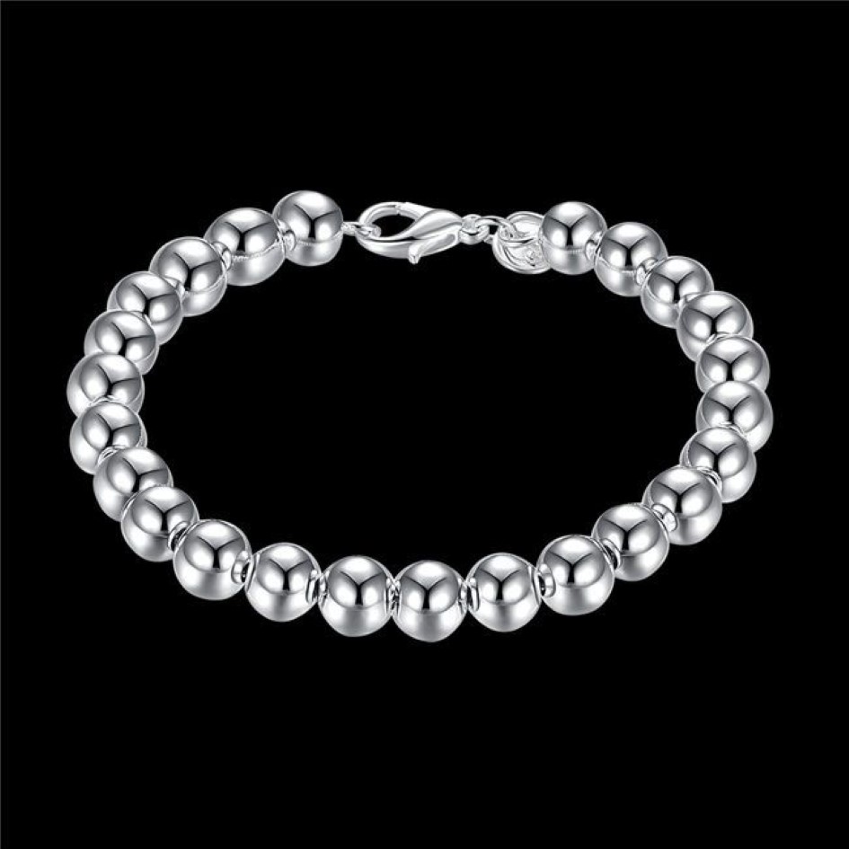 Cadeaux de mariage 8M creux 925 bracelet en argent JSPB126 bête cadeau hommes et femmes en argent sterling plaqué bracelets à breloques256R