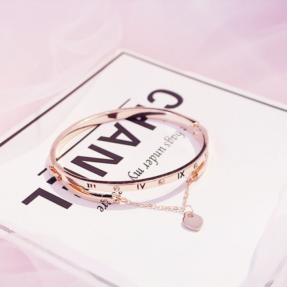 Bracelets en acier inoxydable en or Rose entier Bracelets femme coeur pour toujours amour marque Bracelet à breloques pour les femmes bijoux célèbres 216V