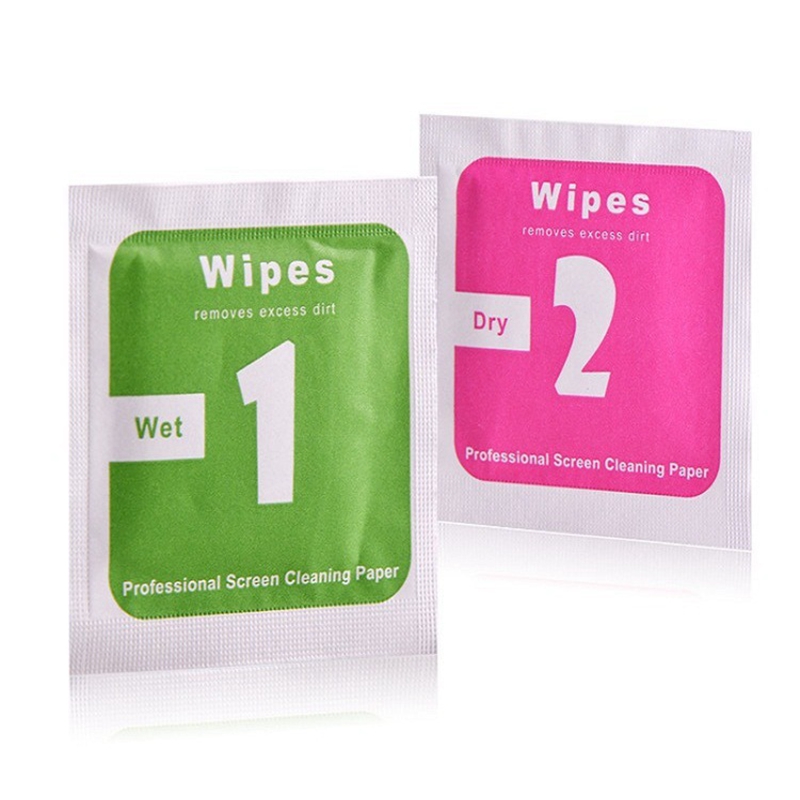 1+2 Dry and Wet Cleaning Wipes, Alcohol Package Set Phone Watch, LCD Glass Film Screen Protector Phone Cleaning Kit