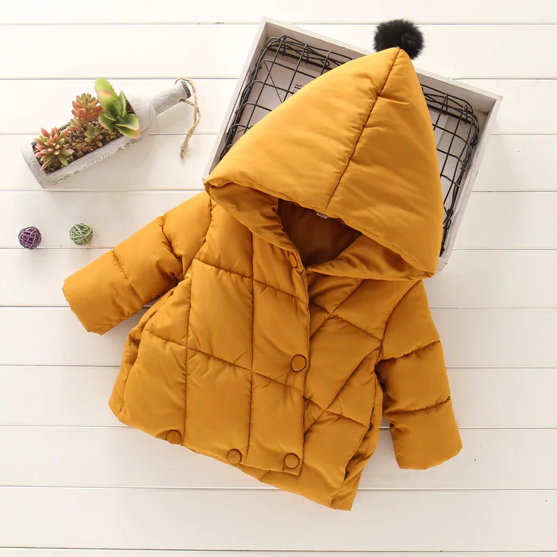 Jackets Baby girl clothes winter jacket thick warm cotton down jacket pure color cute girl pointy hat hooded cotton jacket girl jacket