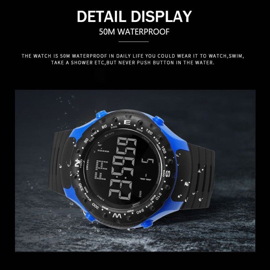 Montre de luxe pour hommes 5Bar étanche SMAEL montre S résistant aux chocs Cool grands hommes montres Sport militaire 1342 LED montres numériques 270G
