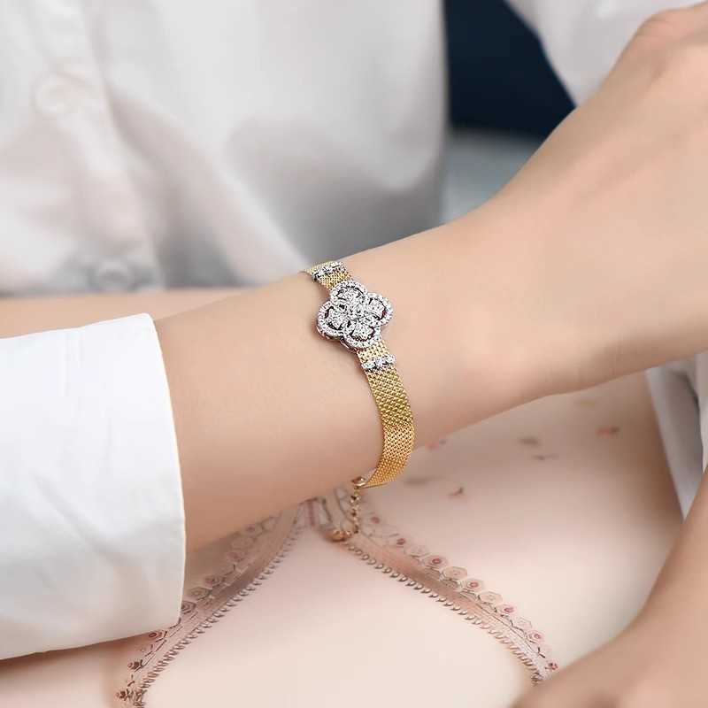 Designer-Schmuck-Luxusarmband VanCA-Armband im italienischen Spitzenstil mit vierblättrigem Kleeblatt mit leichtem Luxus und High-End-Feeling in Farbe Gold mit eingelegtem Diamant für Frauen