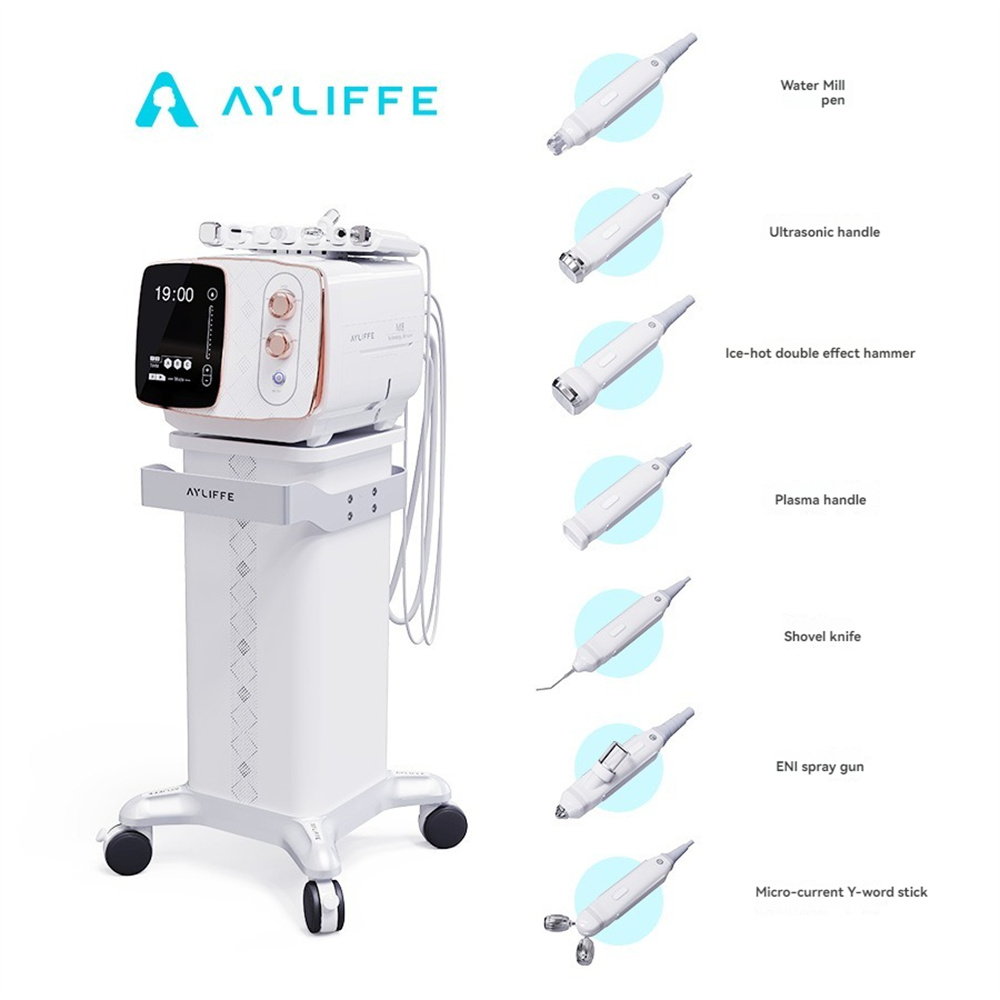 7 em 1 EMS RF Equipamento de beleza multifuncional moagem de água Gerenciamento de pele Máquina hidrofacial de limpeza Máquina facial Água Aqua Peeling Instrumento de beleza