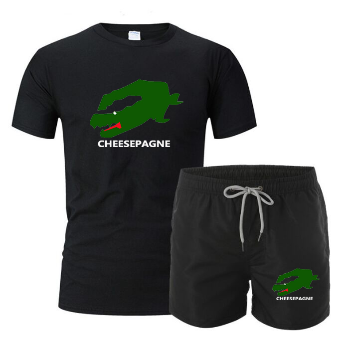 Zomer nieuw herenmerk bedrukt pak mode sportkleding heren korte mouw T-shirt sportshorts pak heren casual comfort heren joggingpak