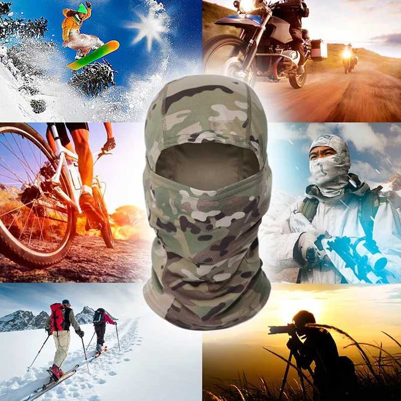 Tactical Hood Tactical Camouflage Balaclava Hat Full Face Mask Skiing Cp Cycling Hunting Head Neck Cover Helmet Liner Cap Military Men ScarfL2402