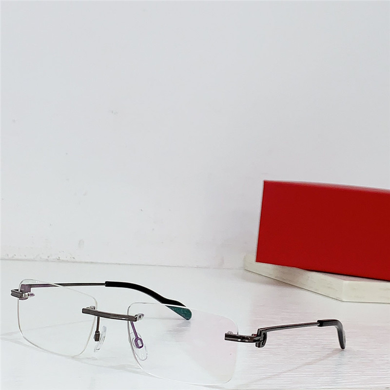 Neue Modedesign quadratische optische Brille 0259 Metallrahmen randlose Gläser Männer und Frauen im Business-Stil leichte und einfach zu tragende Brillen