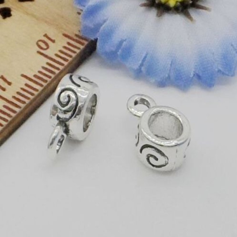 Lote de 500 Uds. De cuentas espaciadoras chapadas en plata, colgante para fabricación de joyas diy, resultados 12x8mm246o