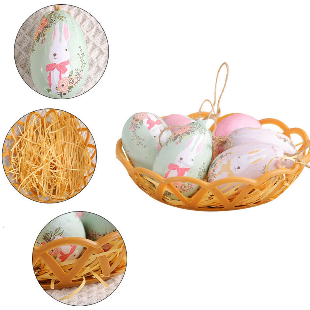 New New Cute Creative Rabbit With Basket Hanging Decorations Home Garden DIY Easter Colorful Egg Kids Party
