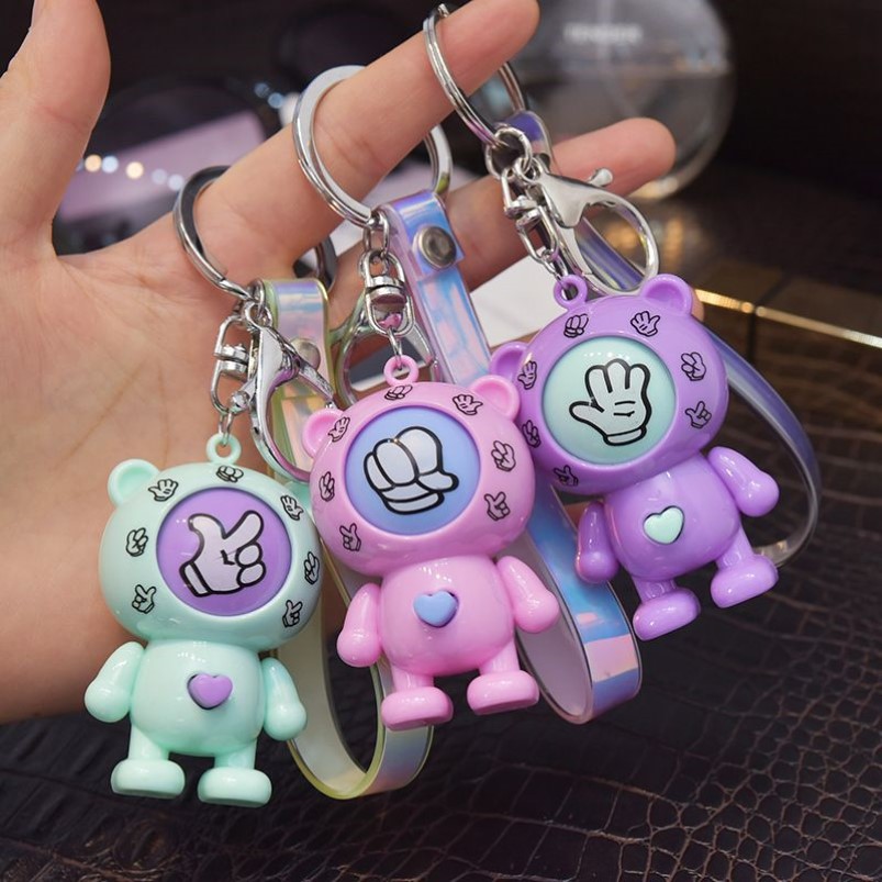 Bear Design Keychains Mora Device Key Ring Chains Holder Rock Paper Scissors Finger Guessing Play Game Toys Animal Pendant Bag Cha261N